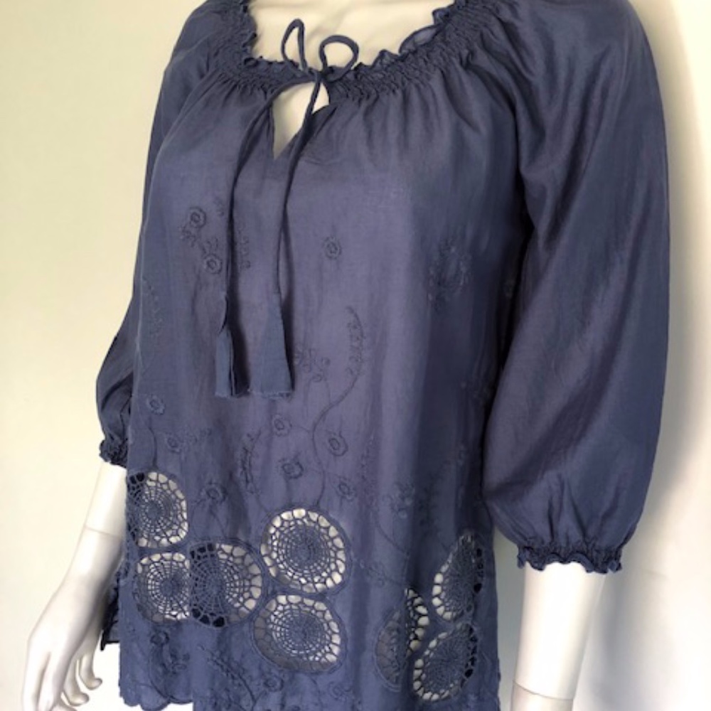 One Season Blue Cotton Top